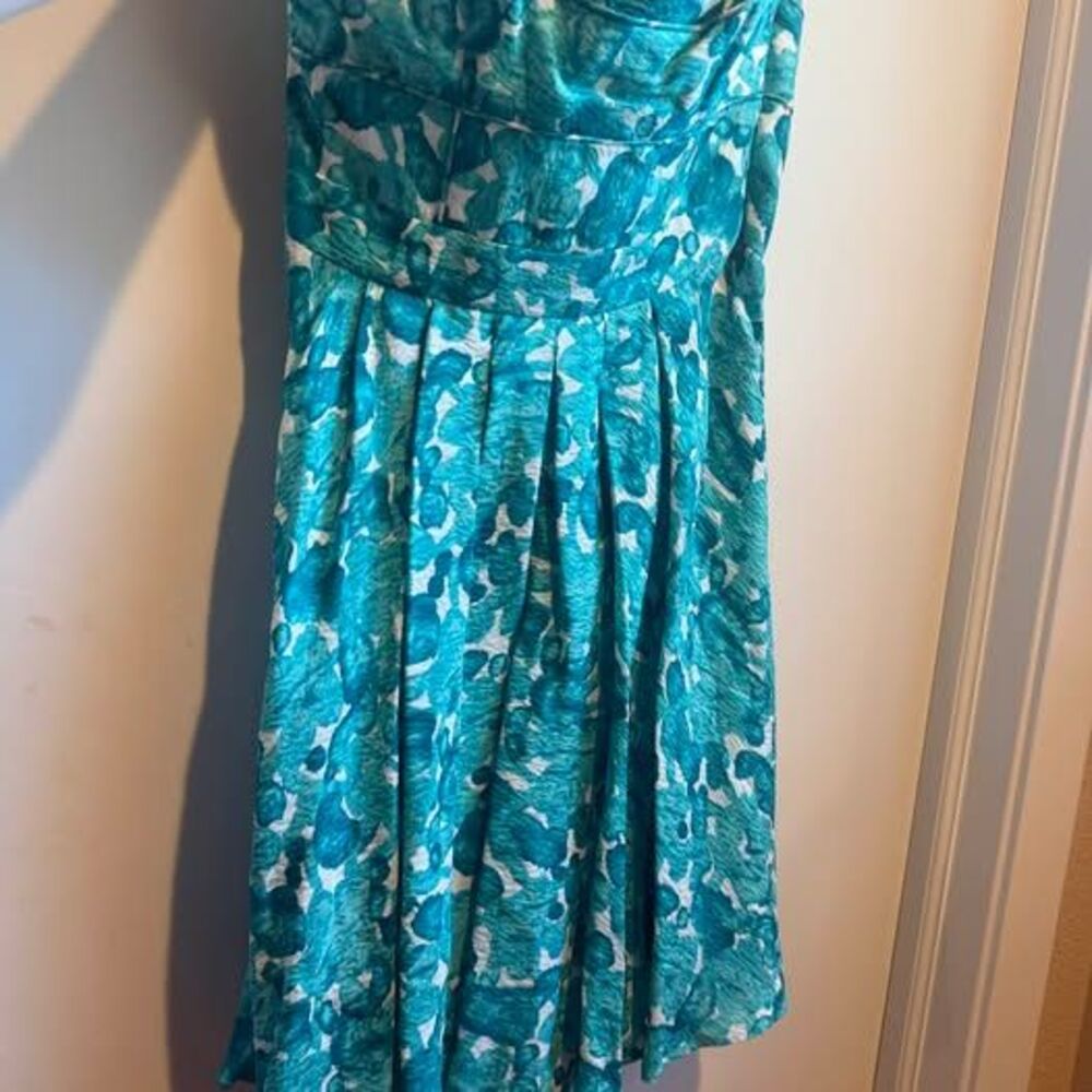 Cynthia Steffe Size 2 Teal Floral Strapless Dress
